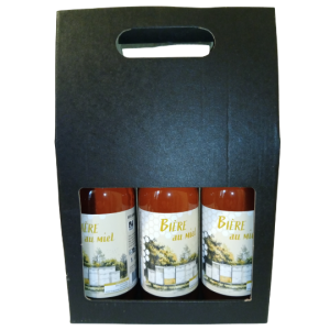Bouteille de bière artisanale au miel, brassée localement et issue d’une apiculture respectueuse des abeilles BeeHappyDDel
