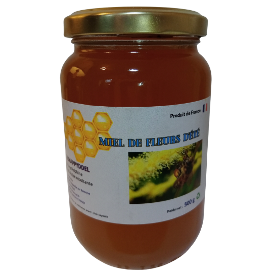 Pot de miel artisanal issu d’une production locale, récolté avec soin par une apicultrice passionnée