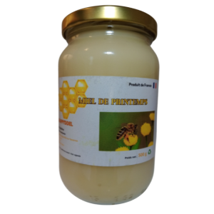 Pot de miel artisanal issu d’une production locale, récolté avec soin par une apicultrice passionnée