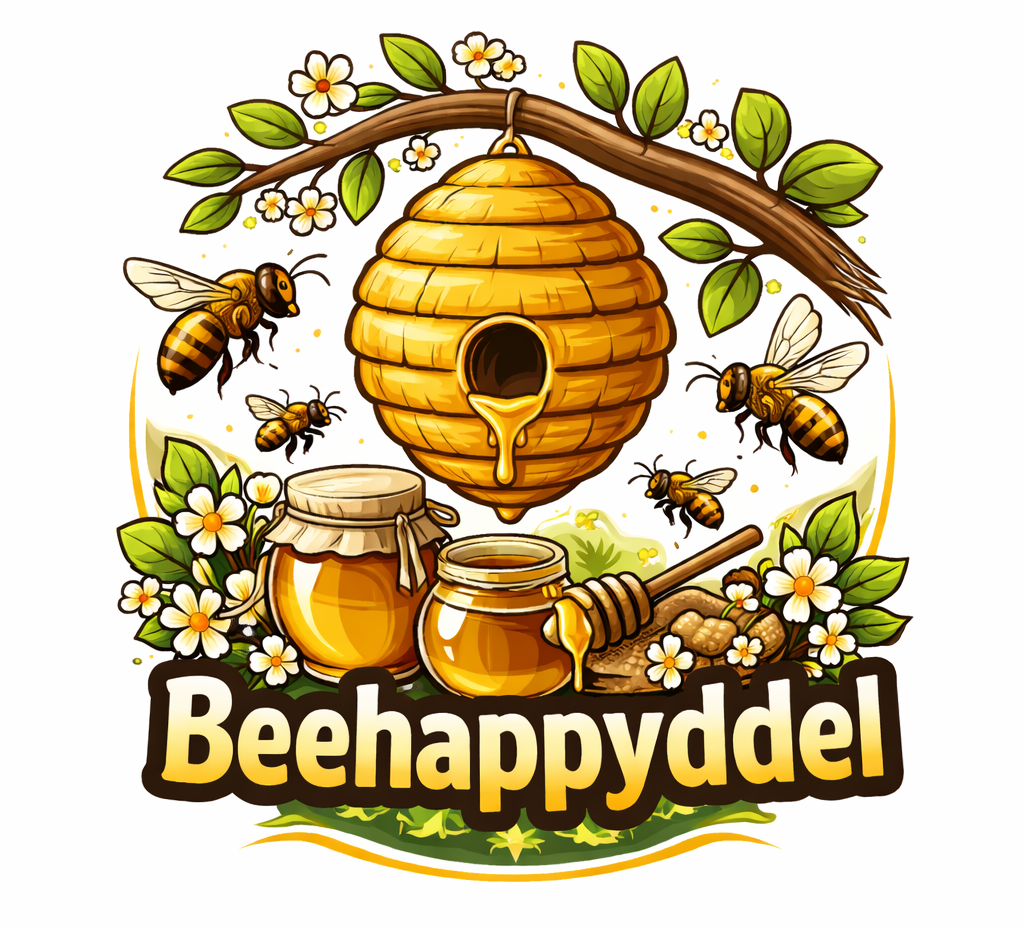 Logo BeeHappyDDel symbolisant l’apiculture artisanale, le respect des abeilles et la biodiversité